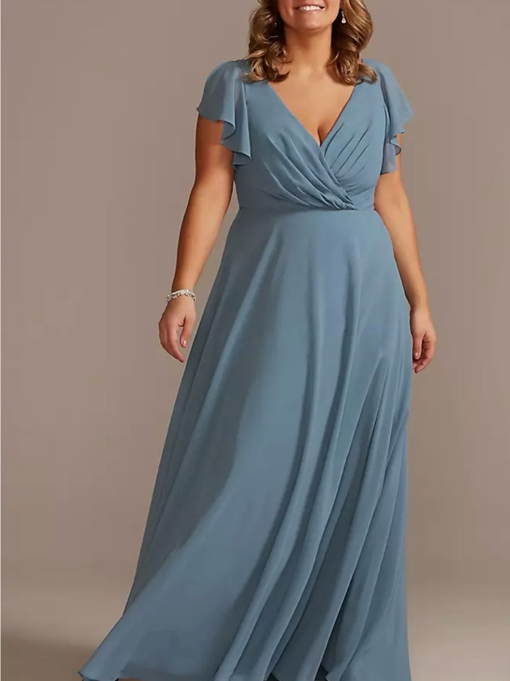 Bridesmaid Dress with Flutter Sleeve Full Skirt